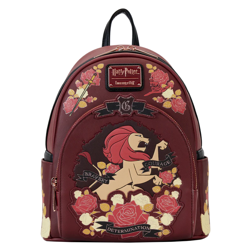 Loungefly Harry Potter Gryffindor House Floral Tattoo Mini Backpack