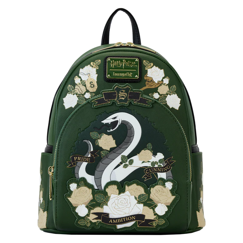 Loungefly Harry Potter Slytherin House Floral Tattoo Mini Backpack