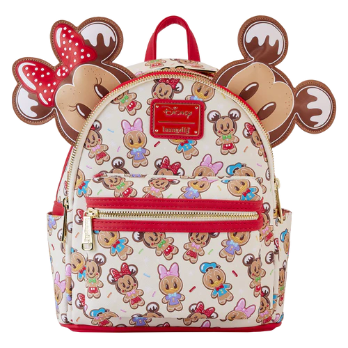 Loungefly Mickey & Friends Gingerbread Cookie AOP Mini Backpack With Ear Headband